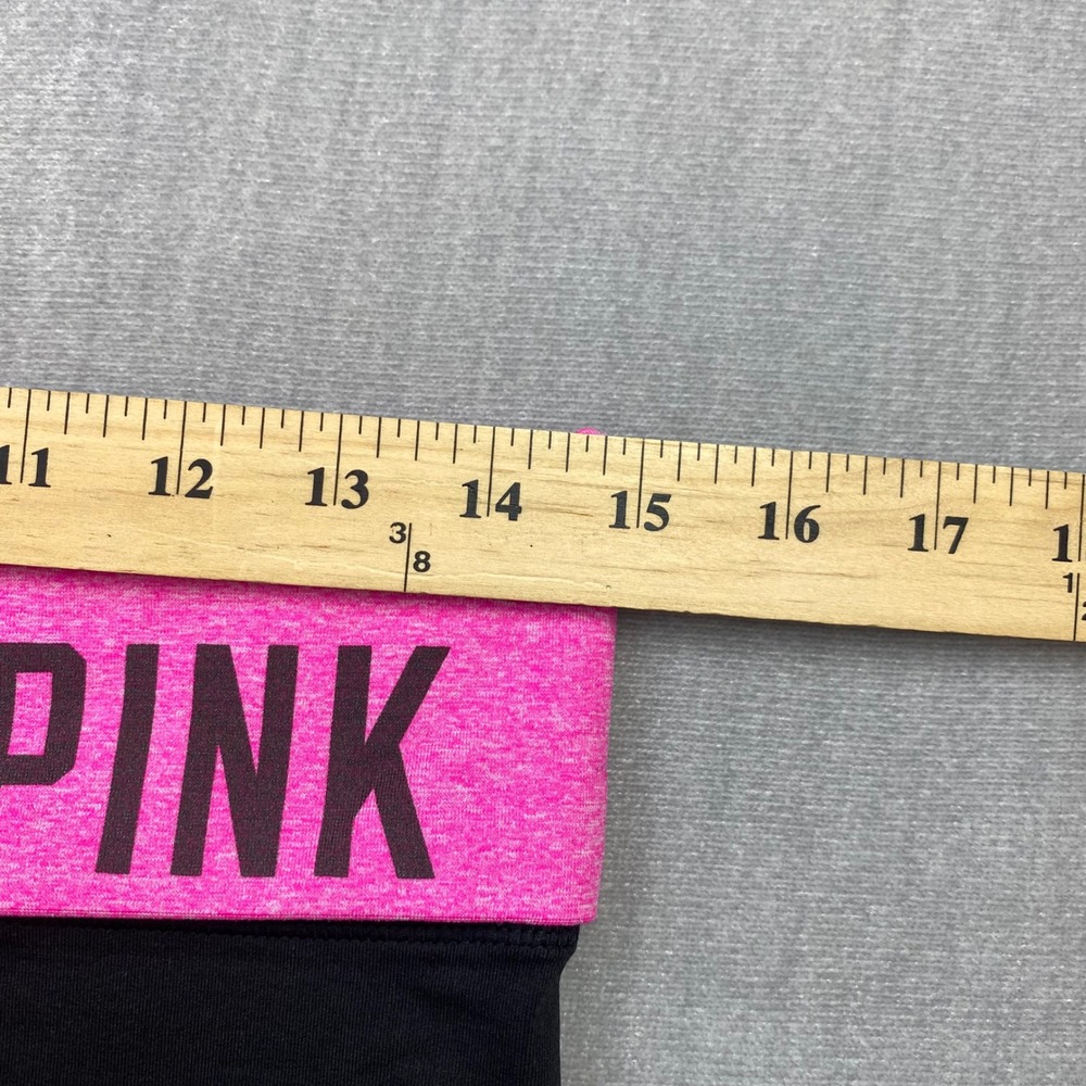 Victoria's Secret PINK Vintage Y2K Fold Over Waist Yoga Shorts Pink Black Small - Picture 2 of 4